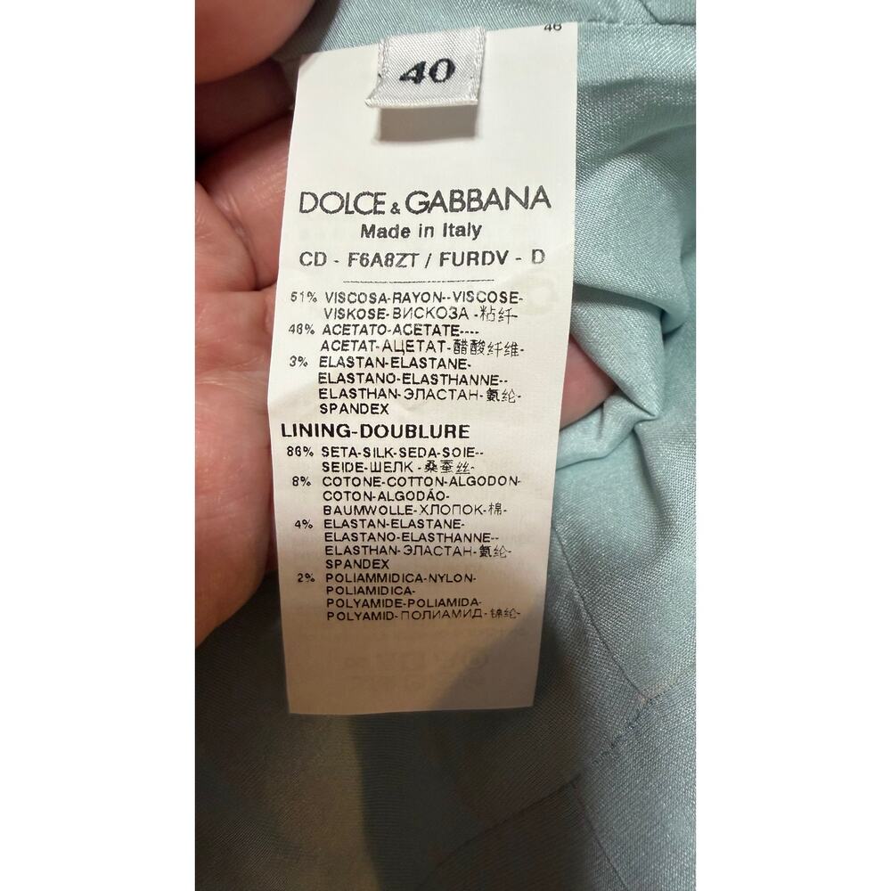 Dolce & Gabbana Mini Dress Light Blue Crepe Texture Short Sleeve size 44 IT 4 US - Picture 7 of 9